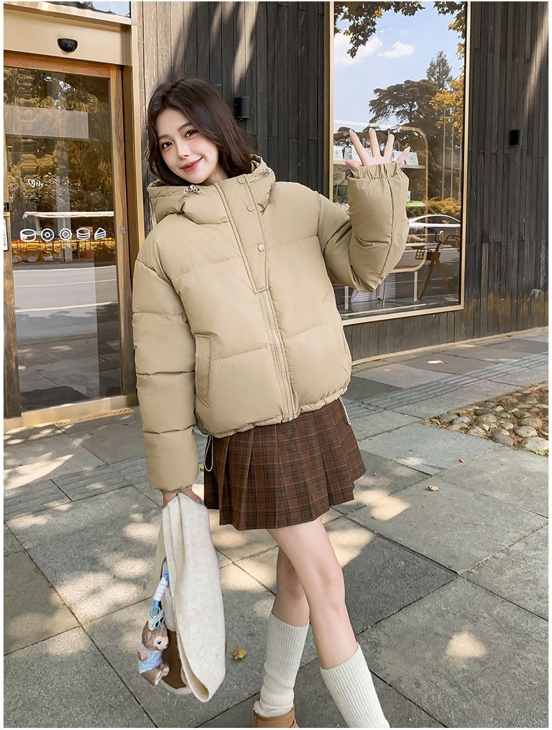2024 New Live Streaming Student Thick Women's Short Stand Collar Bread Robe Cotton Jacket Autumn/Winter Loose Warm Coat_voghion.com
