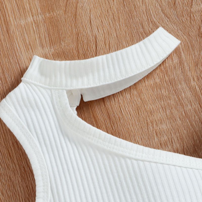 TX Abbigliamento per bambini Estate Senza Maniche Spalle Scoperte Pantaloncini Arricciati Set alla Moda per Ragazze_voghion.com