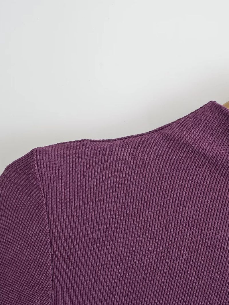 Small High Neck Solid Color Threaded Base Shirt Style Women's New Elastic Tight Top Spicy Girl T-shirt_voghion.com