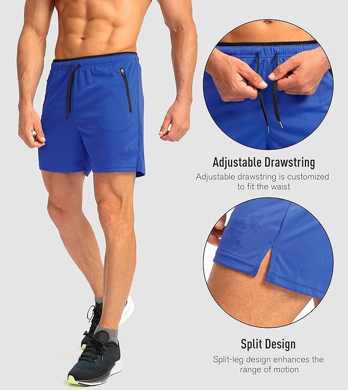 Men's Clothing Men's Sports Shorts Beach Pants Sportswear Running Shorts Casual Pants Pocket Zipper Breathable_voghion.com