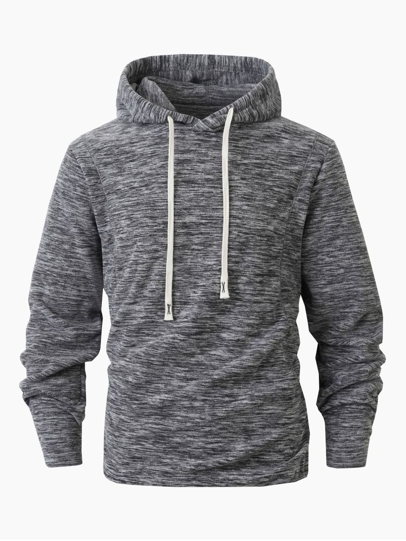 Felpa oversize con cappuccio in pile da uomo – Pullover invernale con tasche laterali (S-2XL, Nero/Blu navy/Antracite/Crema)_voghion.com