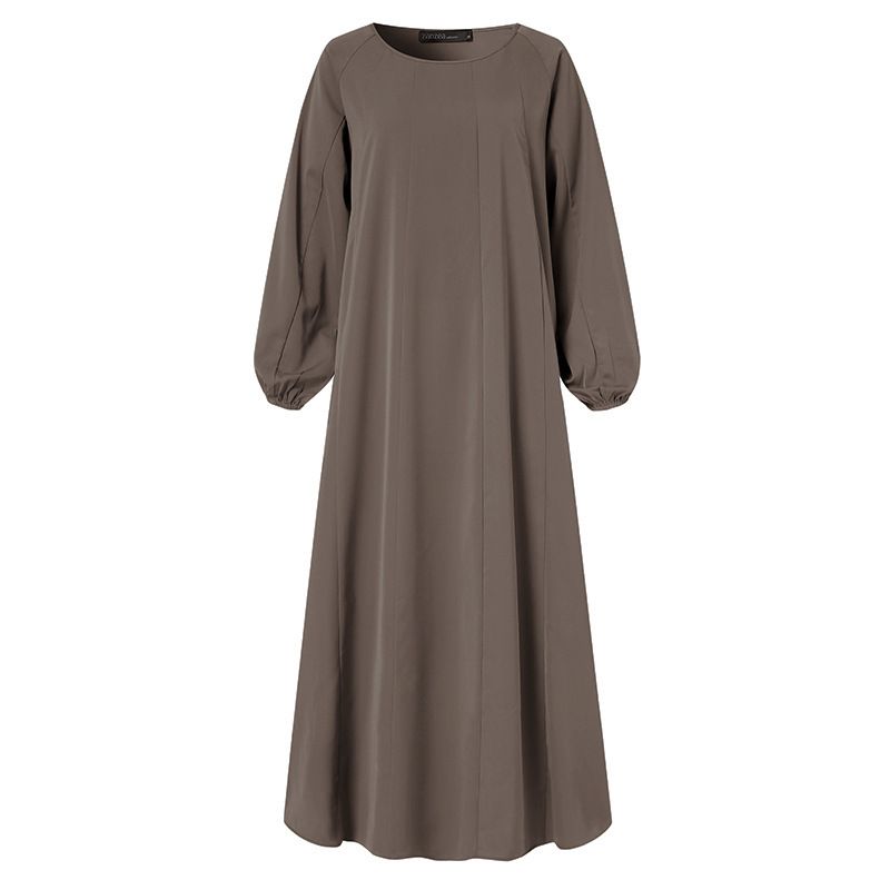 Damenbekleidung Neuankömmling Lässige Lockere Robe Islamisches Muslimisches Kleid Einfarbige Robe Elegante Robe_voghion.com
