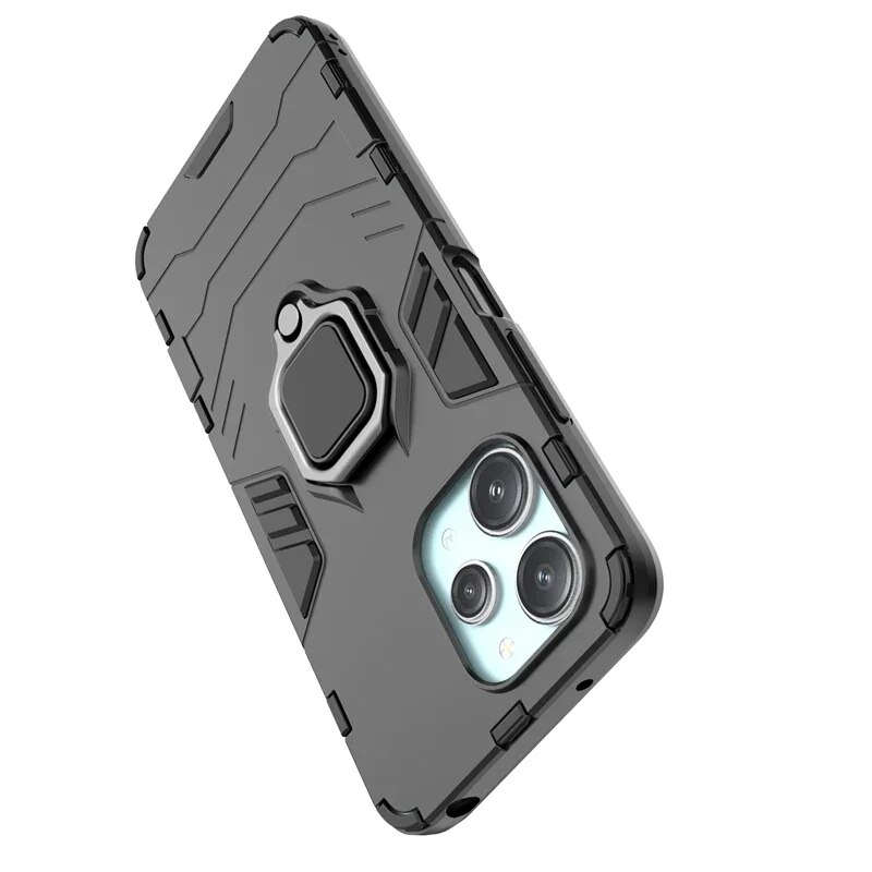 Xiaomi 4G Shockproof Armor Metal Ring Phone Case do Redmi 12 Redmi12 5G Magnetyczny uchwyt samochodowy Stojak Tylna obudowa_voghion.com