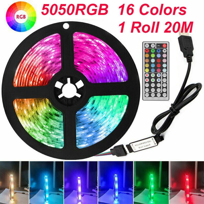 Bande lumineuse LED USB 1-20 m 5050 RGB, lumière blanche multicolore changeante, TV Royaume-Uni_voghion.com