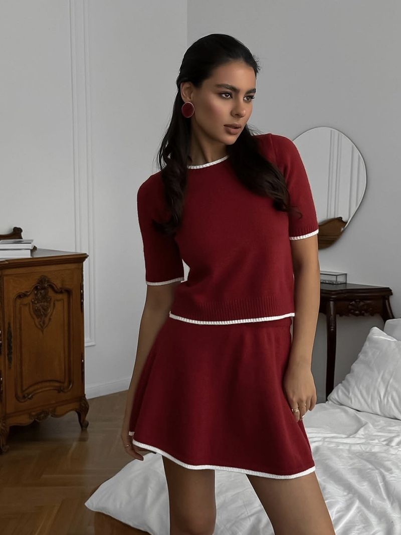 Chic Knit 3-Piece Set – Oversized Cardigan & Mini Skirt, Soft Cotton Blend (S/M/L, Fall/Winter Essential, Cozy Stylish Outfit For Work & Weekend)_voghion.com