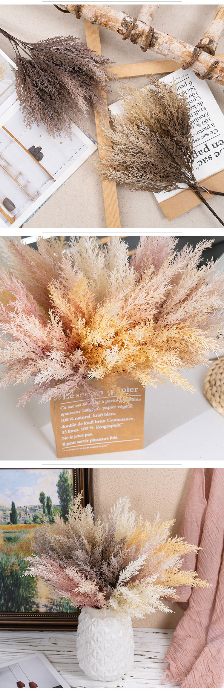 Gli aghi di pino simulano fiori e piante verdi decorazioni per matrimoni_voghion.com
