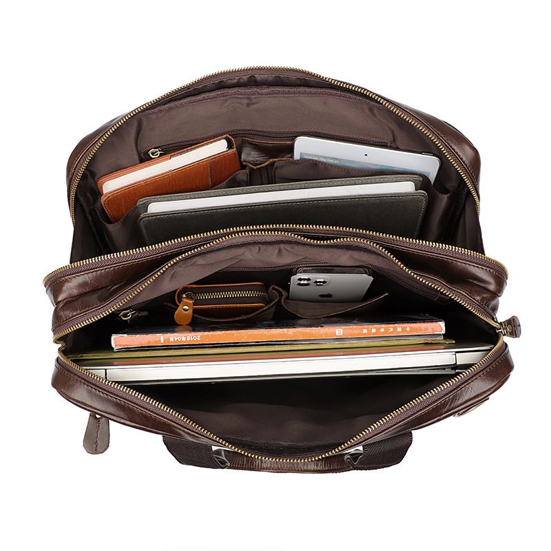 Borsa a mano da uomo Jiameda Fashion Business con tracolla in pelle bovina con strato superiore in pelle cerata e olio_voghion.com