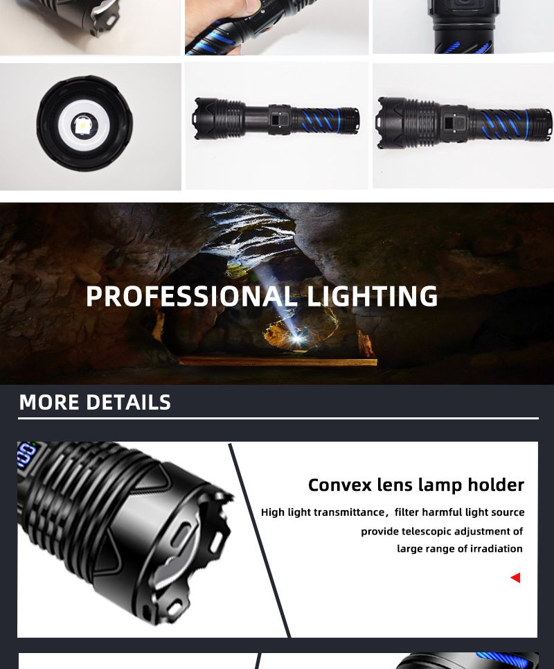 Super-Laserkanone Outdoor Ultrahelle Langstrecken-Zoom Tragbare Notfall-LED-Taschenlampe Wiederaufladbar_voghion.com