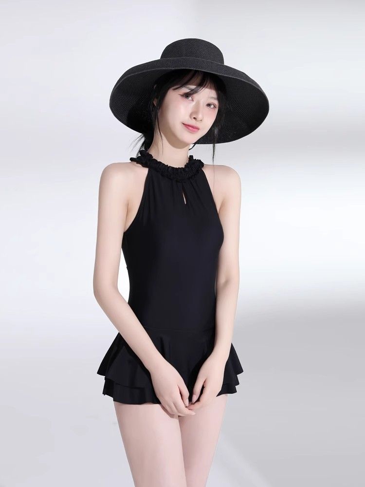 Women's New One-Piece Swimsuit Korean Pure Desire Ins Style Skirt Cover Belly Slimming High-End Backless Hot Spring_voghion.com