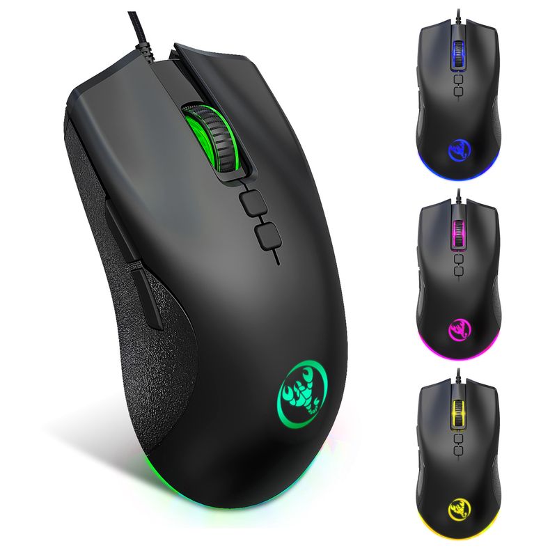 A883 krāsaina kvēlojoša 7D spēļu pele, Esports vadu pele 6400dpi regulējama makro programmēšana_voghion.com