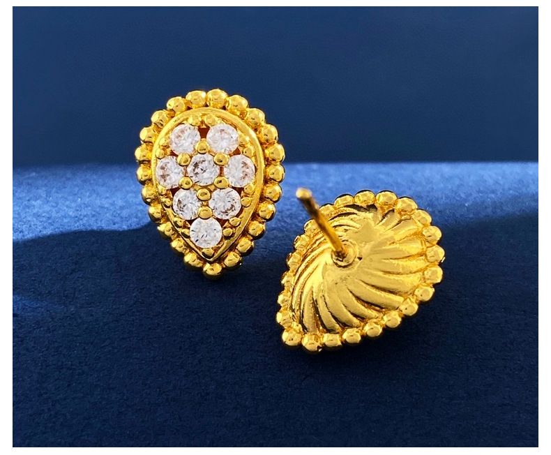 Damenschmuck Perlenrand Volldiamant Wassertropfen Einzelne Blume Ohrringe Importiertes Messing Eingelegter Zirkon Französisch Retro Einfaches Design Ohrringe_voghion.com