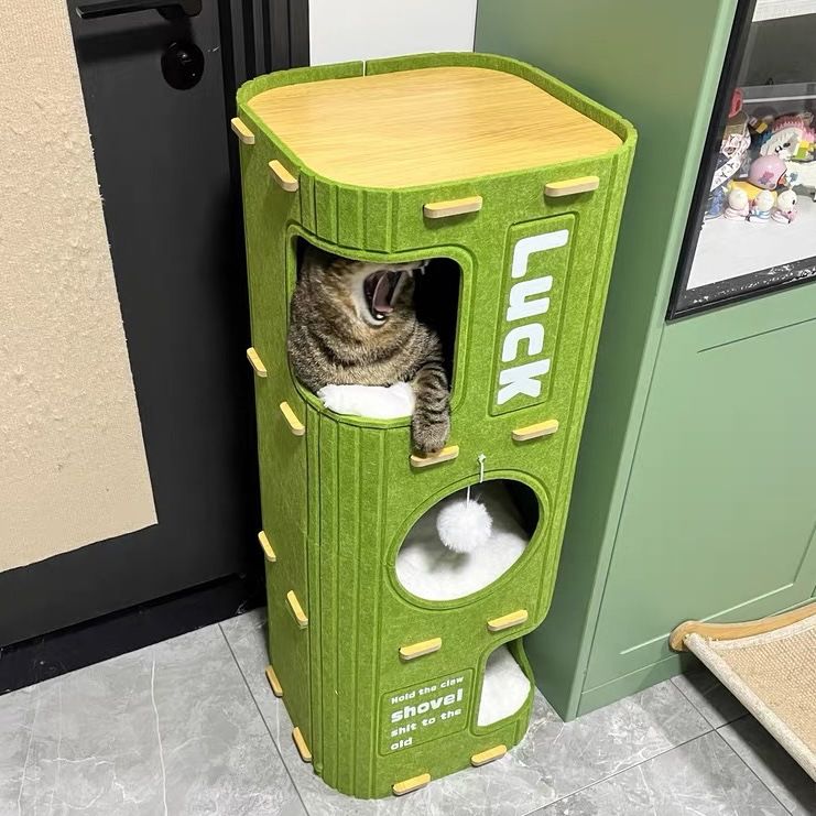 Scratching Board Climbing Frame Toy Anti-Scratch Sofa Protector Durable Non-Shedding Cat Integrated Vertical Bed_voghion.com