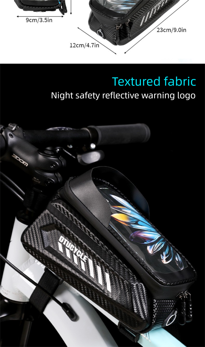 DTUCYCLE/Neue Fahrrad-Satteltasche für den Vorderrahmen, EVA-Hartschale, wasserdicht, für Telefon, Touchscreen_voghion.com