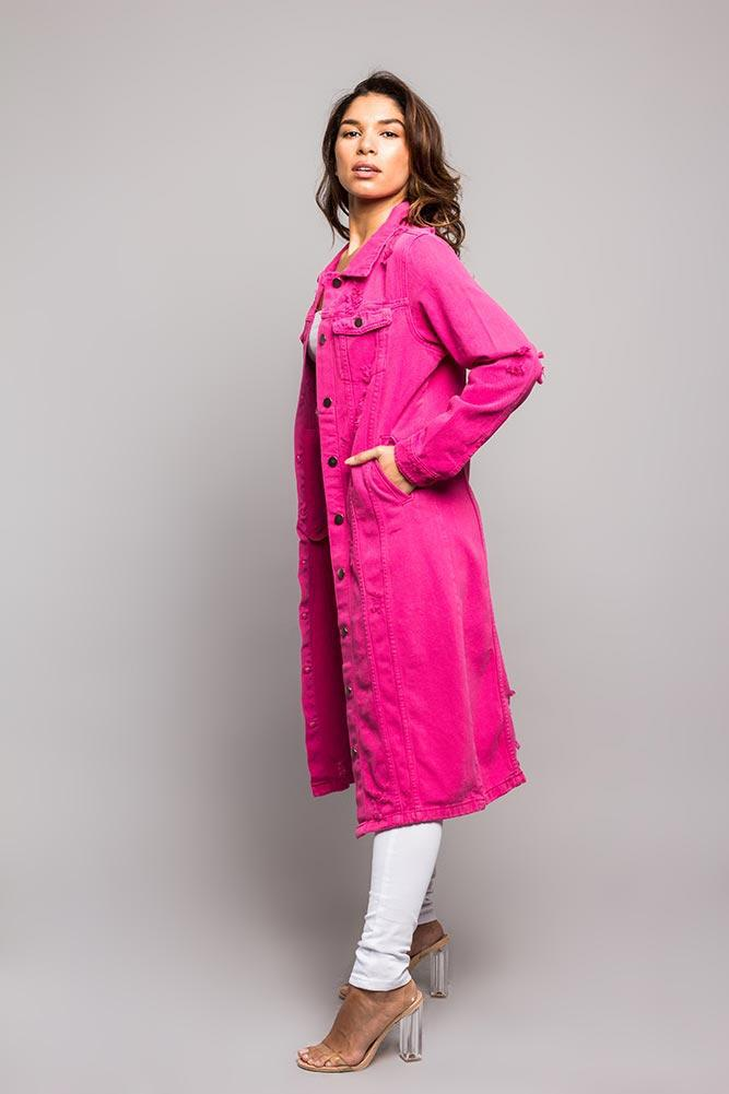 Women's fashion denim long trench cape ripped denim coat female dress_voghion.com