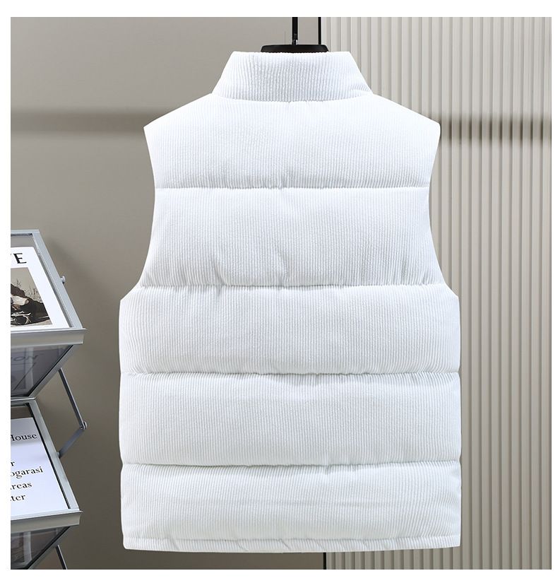 Herrenbekleidung Daunenweste aus Baumwolle Herrenweste aus dickem Cord im Herbst und Winter, Stehkragenweste, trendige Jacke, warme Weste, Weste, Schulteroberbekleidung_voghion.com
