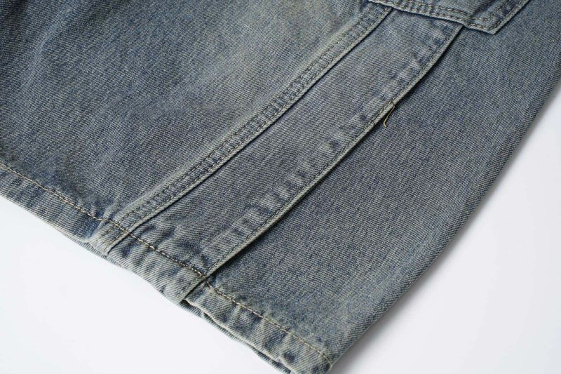 Herrenbekleidung, gewaschene Distressed-Patchwork-Jeansshorts für Männer und Frauen, gleicher Stil, trendige Marke, lockere Shorts mit weitem Bein und geradem Bein_voghion.com