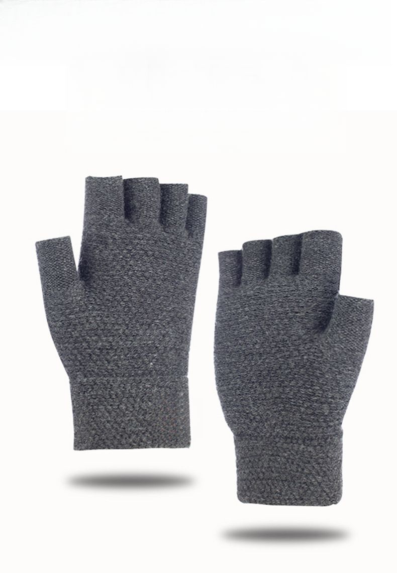 Half Finger Men Autumn Winter Cold Proof Warm Knitted Wool Fingerless Flip Cover Riding Driving Thickened Student Gloves_voghion.com