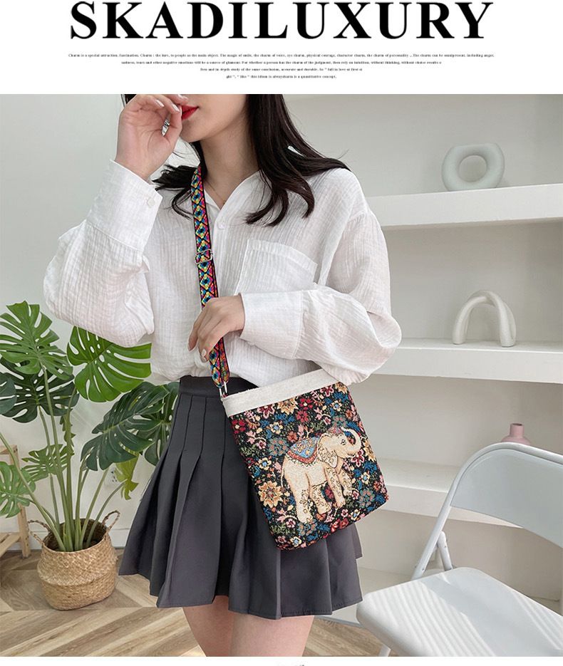 Borsa a tracolla da donna con motivo a gufo e elefante, borsa a tracolla da donna per uscire, borsa in tessuto etnico con ricamo jacquard bifacciale_voghion.com