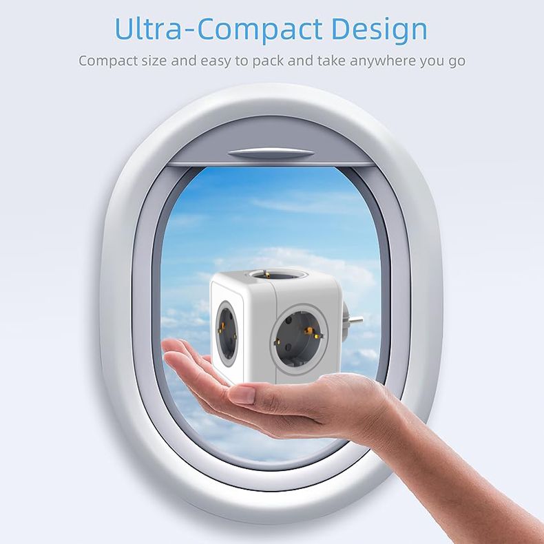 MASSFA Multi-EU-Steckdosenleiste Elektrischer Steckerwürfel Mehrfachsteckdose mit 5 AC-Steckdosen 3680W Adapter für Zuhause_voghion.com