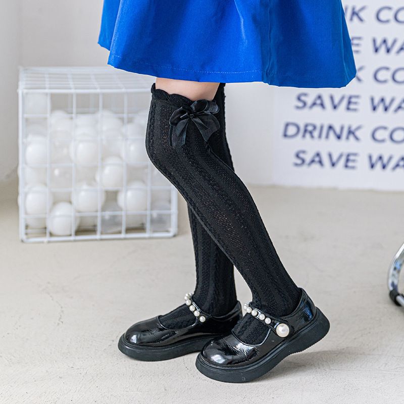 Lange, dünne Baby-Netzsocken mit Schleife, Anti-Moskito-Design und Prinzessinnen-Moskitonetz für Frühling und Herbst, kniehoch_voghion.com