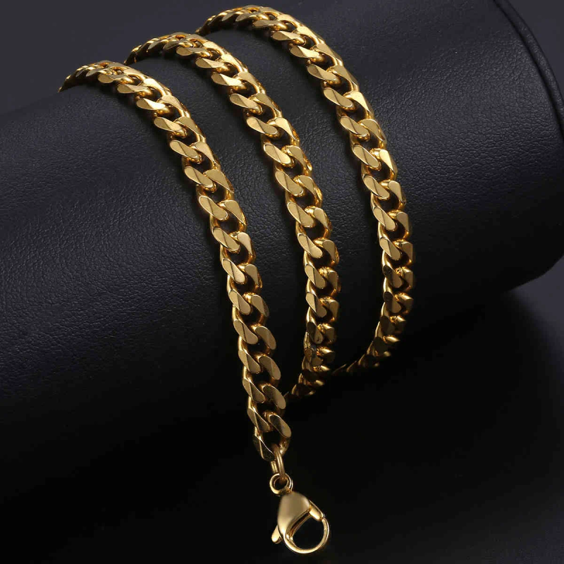 For Men Women Wheat Figaro Rope Cuban Link Chain Gold Filled Stainless Steel Necklaces Male Jewelry Gift Wholesale_voghion.com