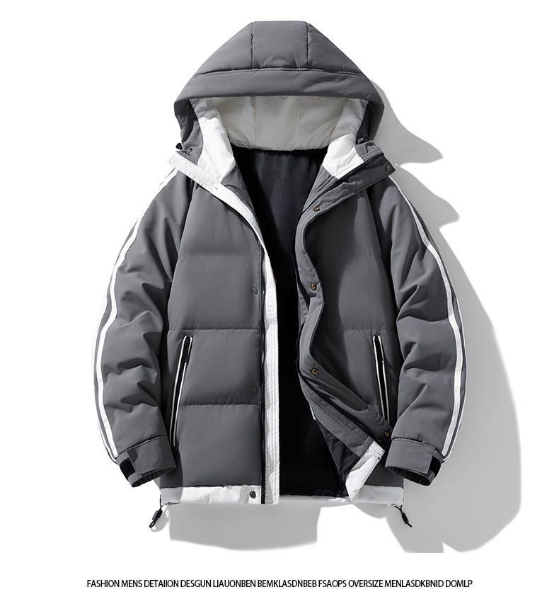 Men's Plus Size Striped Hooded Winter Jacket - Thickened Cotton Coat With Zip Front For Casual Wear (M-8XL)_voghion.com