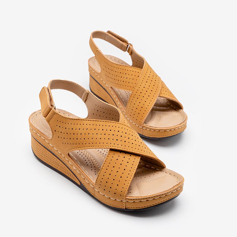 Sommer Sandalen Neue Slope Ferse Dicke Sohle Hohl frauen Mama Schuhe Große_voghion.com