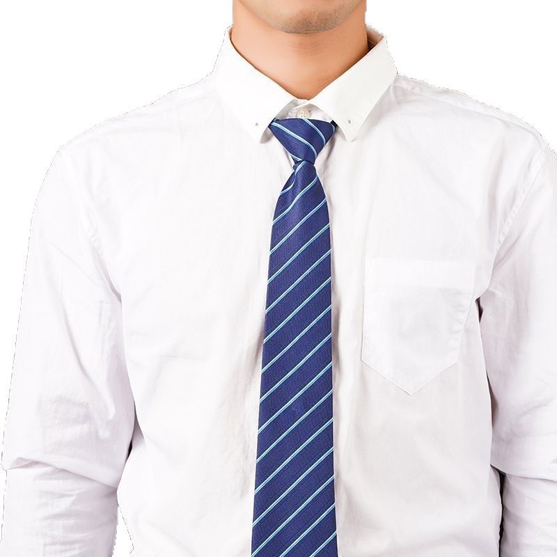 Cravatta da uomo con cerniera, elegante e formale, per donna, sposo, matrimonio, blu a righe, sottile, nera, senza nodo, facile da tirare_voghion.com