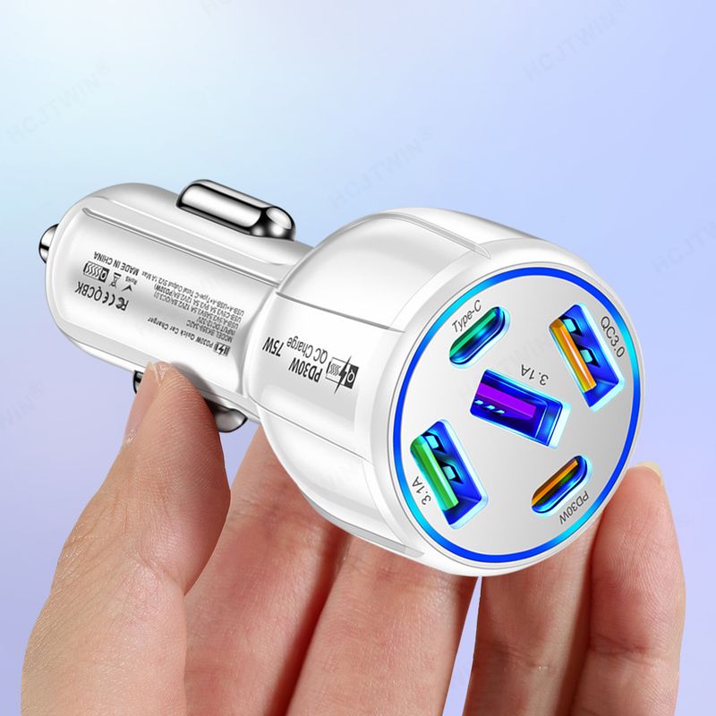 Music Festival  CE FCC Rohs UL Report One to Five Fast Charger 3USB+2PD Car Charging_voghion.com