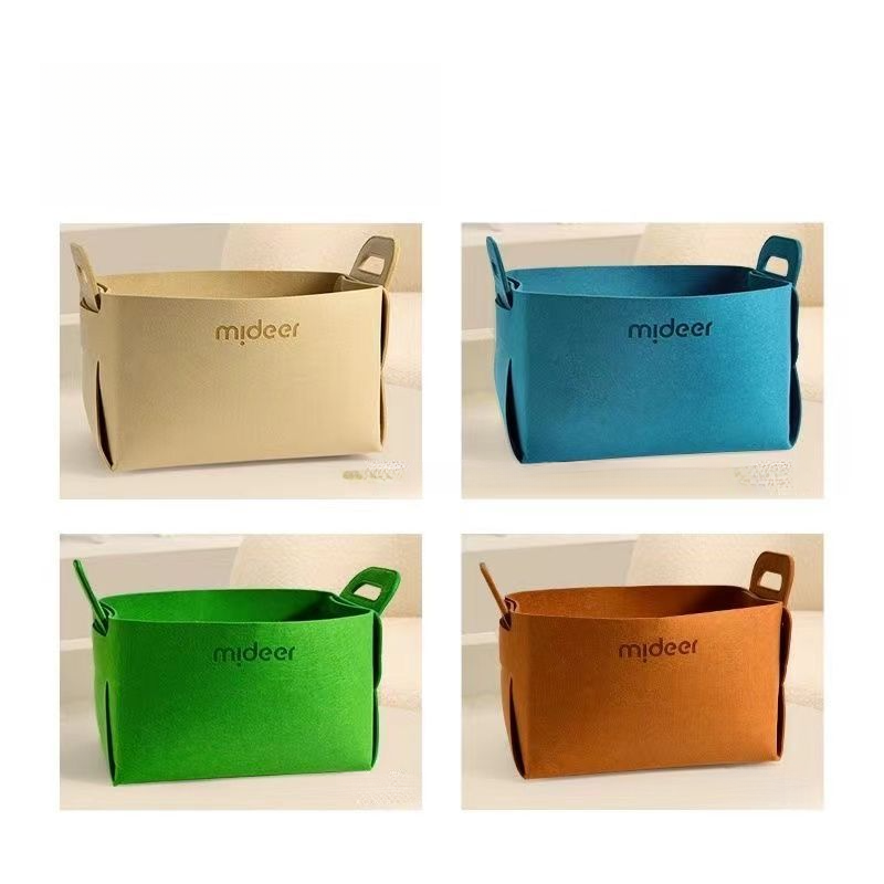 Mideer Basket Large Capacity Wool Felt Storage Bin Miscellaneous Organizer Children's Toys Foldable Bag For Home Use_voghion.com
