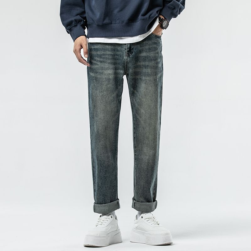 Jeans ad alta elasticità da uomo, larghi, retrò, lavati, alla moda, pantaloni Harlan, taglia grande, vita media, controllo giovanile, prezzo 108 Eight Barrels_voghion.com