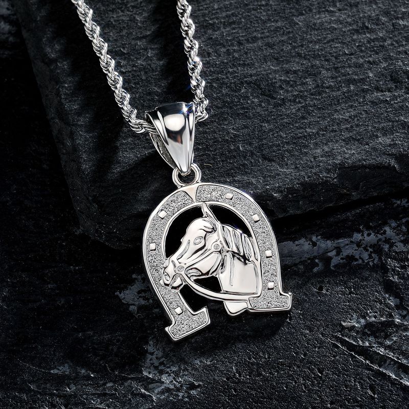 Collana Hip Hop con diamanti, collana cubana, nuovo ciondolo a ferro di cavallo a forma di U per uomo, collana trendy con zodiaco, accessorio versatile_voghion.com