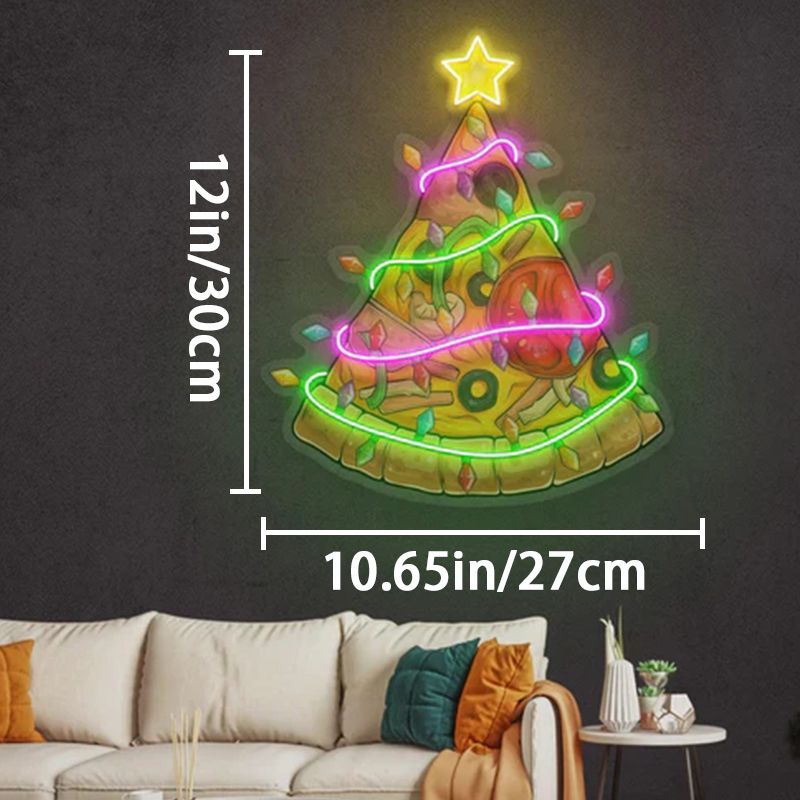 Neonschilder und Wanddekorationen mit Pizza-Weihnachtsbaummotiven können als Weihnachtsgeschenke verwendet werden und sind die beste Wahl zum Verschenken an Freunde und Familie._voghion.com