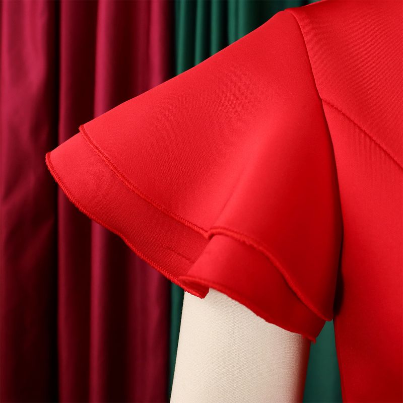 Women's Clothing fashion temperament elegant ruffled solid color hip wrapped _voghion.com