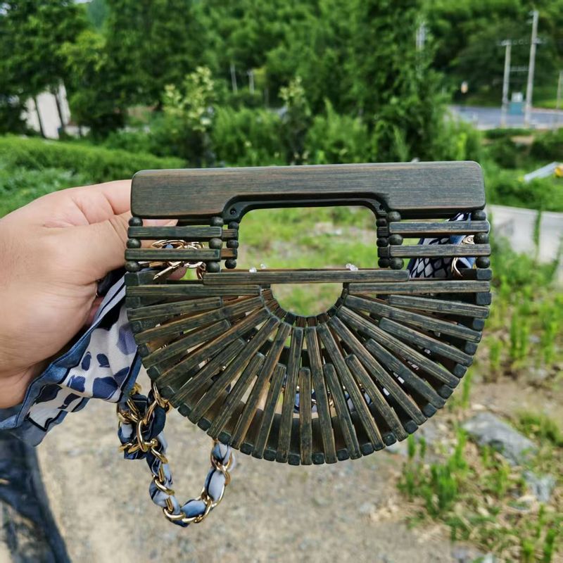 Handmade Bamboo Summer New Style Straw Women's Fashion Handheld Rattan Woven Handbag Pearl Chain Bag_voghion.com