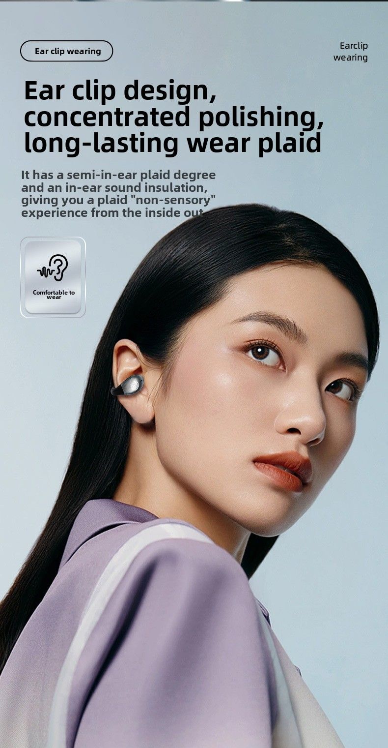 New OWS Bone Conduction Clip Ear Type Ultra-long Standby Painless Ear Sports Music Call Bluetooth LED Noise Canceling Headset_voghion.com