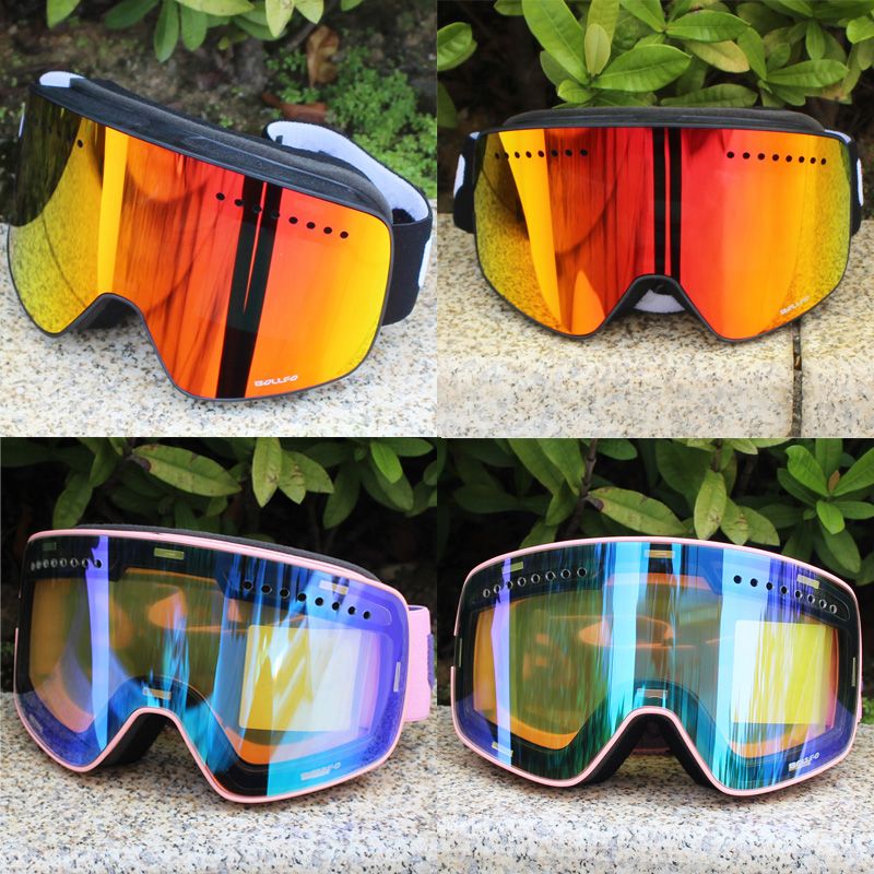 Skibril met magnetische dubbellaagse gepolariseerde lens Skiën Anti-condens UV400 Snowboardbril Heren Dames Skibril Brillenkoker_voghion.com