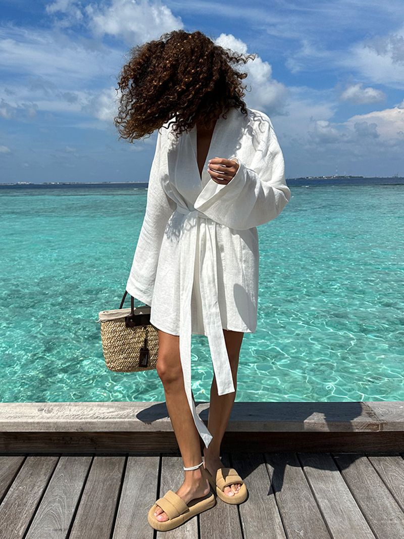 Abito lungo in lino e cotone per donna 2025 autunno e inverno, nuovo stile, casual, comodo, abito da spiaggia_voghion.com