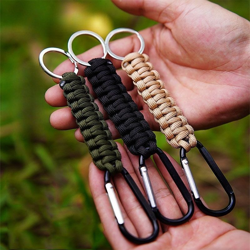 Hebilla de cuerda para paraguas al aire libre, herramienta multifuncional de supervivencia para acampar, llavero con cordón tejido personalizado_voghion.com