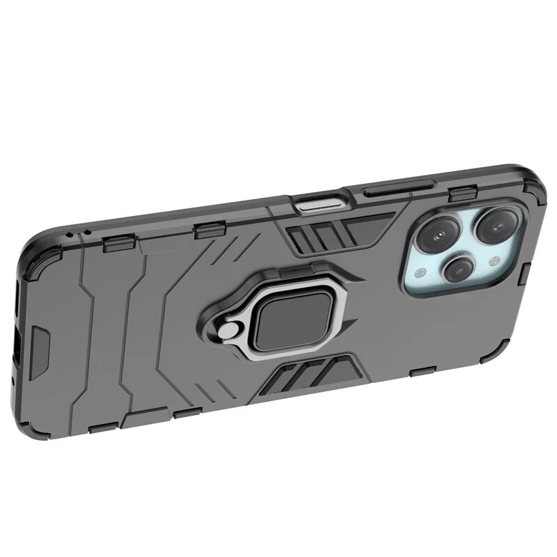 Xiaomi 4G Shockproof Armor Metal Ring Phone Case do Redmi 12 Redmi12 5G Magnetyczny uchwyt samochodowy Stojak Tylna obudowa_voghion.com