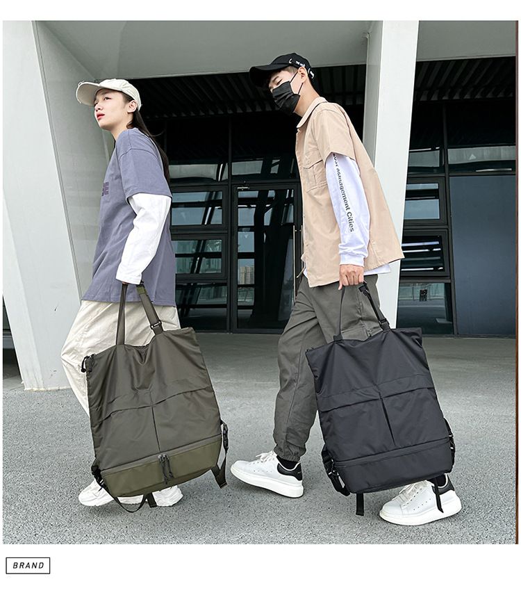 Zaino per uomini e donne Borse da trasporto per pendolari Borsa a spalla singola tinta unita Zaino in nylon antispruzzo di grande capacità Alla moda_voghion.com