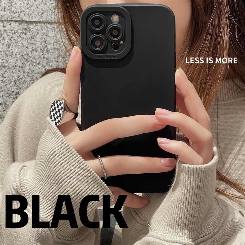 High-End-schwarze stoßfeste Silikon-TPU-Telefonhülle für iPhone 14 13 12 Pro 11 Pro Max X Xs XR 7 8 Plus SE Männer schützen Objektivabdeckung_voghion.com