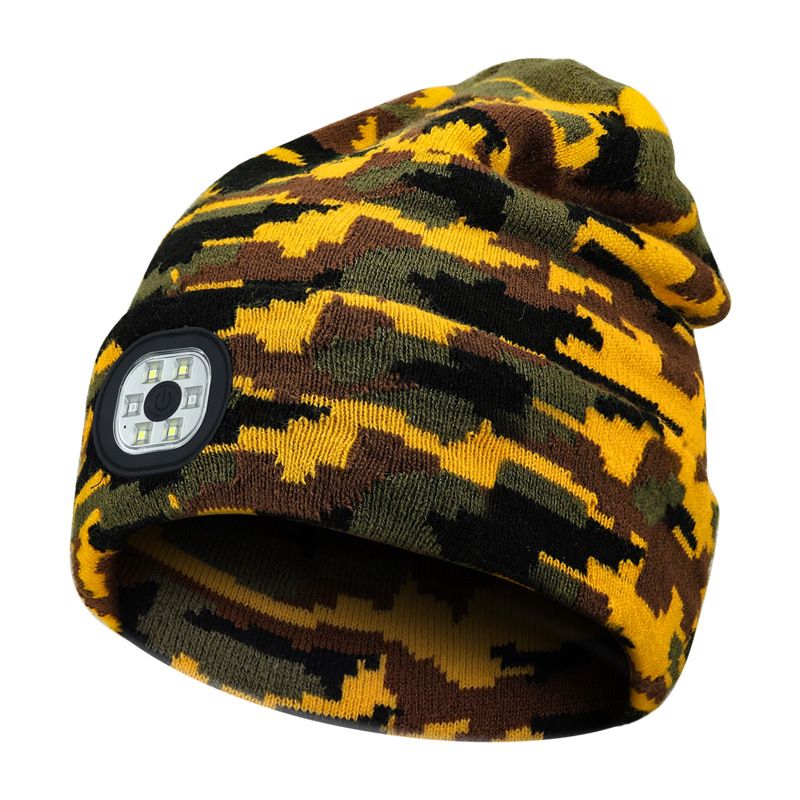Unisex Rechargeable six-light beaded LED light-emitting knitted hat_voghion.com