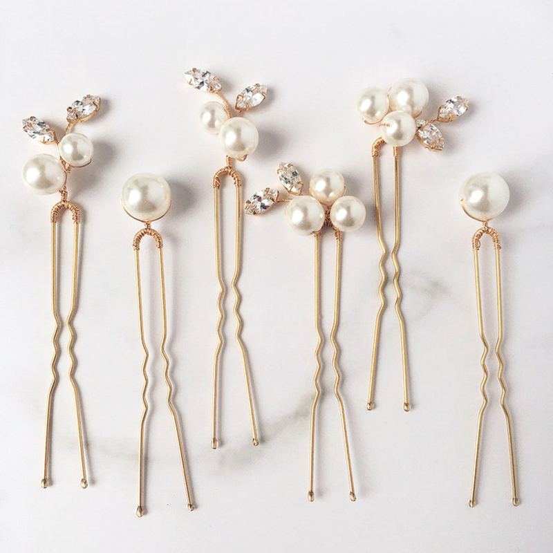 Accessori per capelli da sposa, un set di 6 perle e diamanti marchesi, forcine per capelli a forma di U e copricapi a spillo, transfrontalieri europei e americani_voghion.com