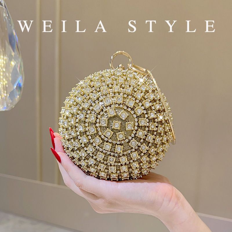 Bolso de mano para mujer con forma de bola de diamantes de imitación, estilo bandolera, para fiesta de noche, pequeño_voghion.com