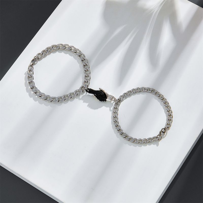 Nuovi braccialetti da tenere in mano per coppie, alla moda, in acciaio inossidabile, con catena cubana, piccoli gioielli colorati da abbinare alle mani._voghion.com