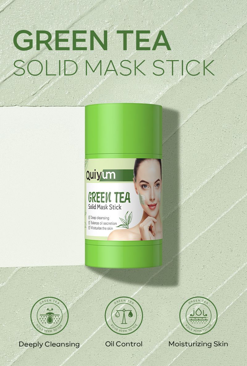 QUIYUM Grüner Tee Fester Maskenstift 40 g Feuchtigkeitsspendende, schmierbare Schlammmaske_voghion.com