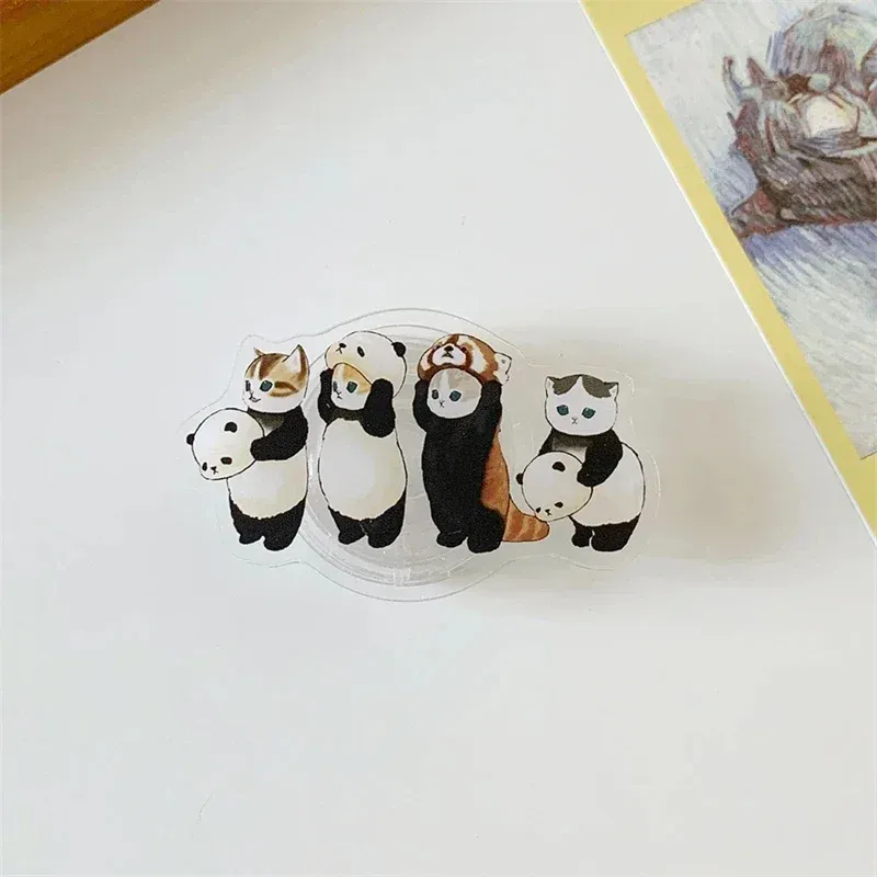 Suporte de telefone de acrílico fofo 3D Cat Panda Griptok para iPhone 16 15 Samsung Korean Kitten Grip Tok Suporte de dedo dobrável Soquete_voghion.com