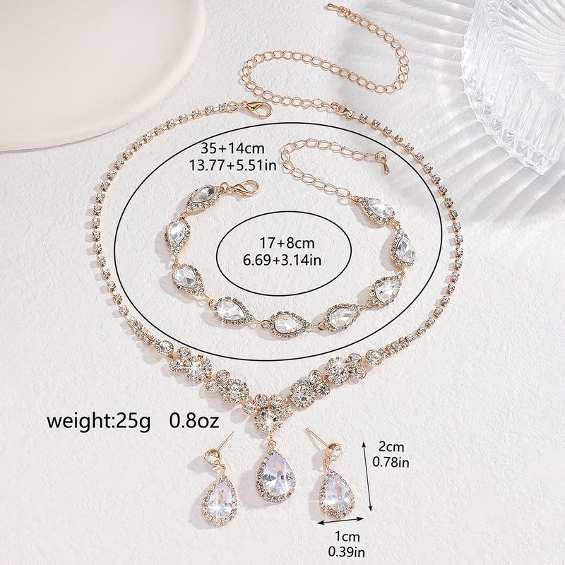 Set di gioielli da donna, set di gioielli da sposa alla moda, collana di alta qualità, orecchini, bracciale, abito da sposa, lusso, elegante, accessori coordinati_voghion.com