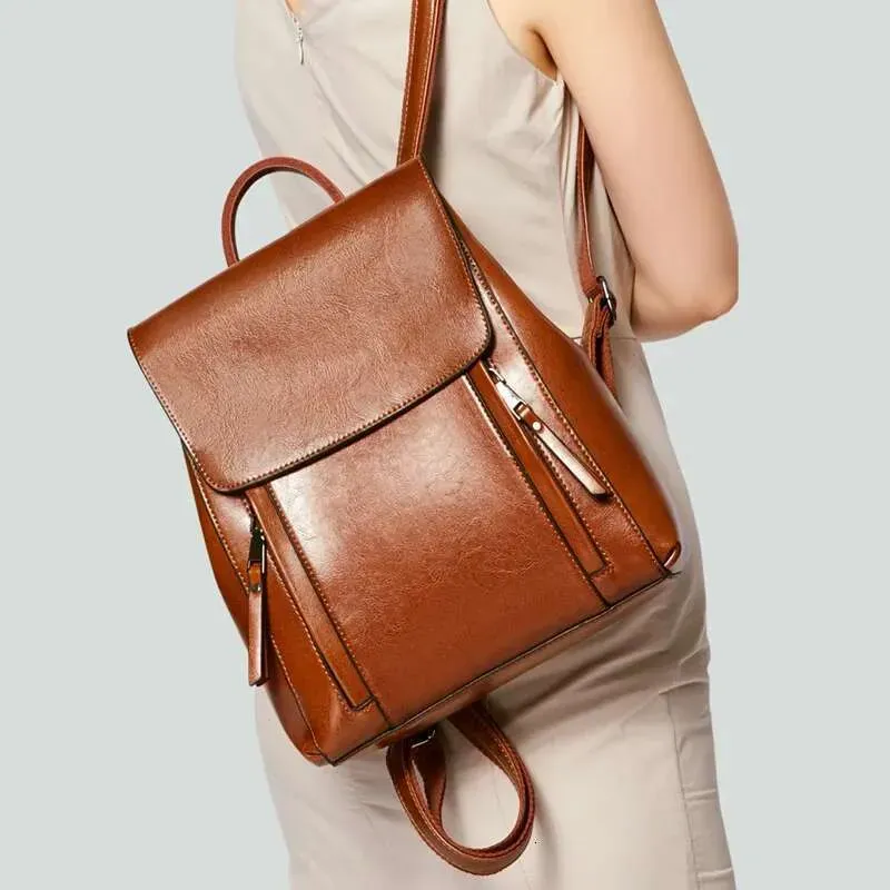 Zaino da donna, stile designer, 2025, con tracolla, in vera pelle, per ragazze, scuola, donna, zaino per computer portatile, in pelle naturale_voghion.com